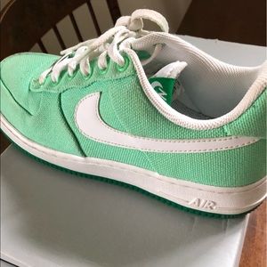 Green Nike Air Force ones